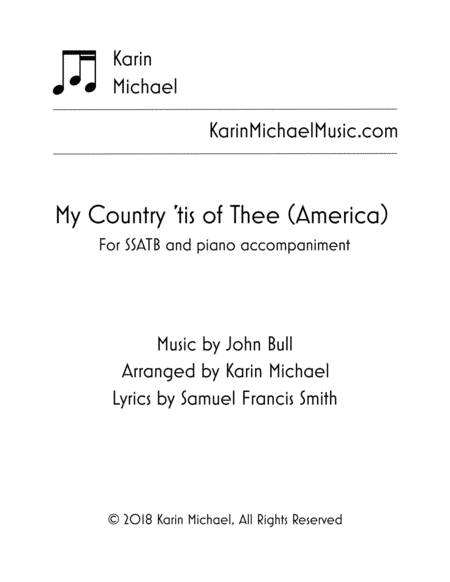 My Country 'tis of Thee (America) (arr. Karin Michael)
