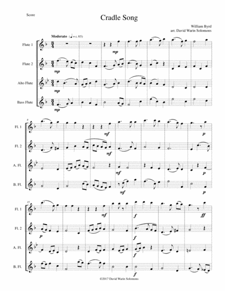 Cradle Song for flute quartet (arr. David Warin Solomons)
