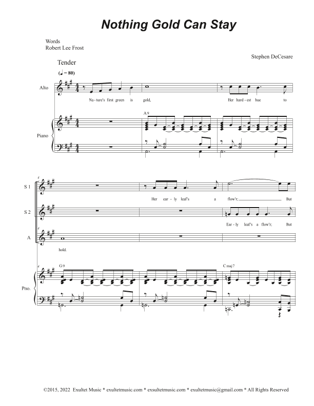 Nothing Gold Can Stay (Vocal Trio - (SSA)