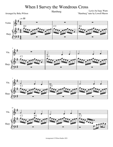 When I Survey the Wondrous Cross--harp/violin duet (arr. Beka Wilson)