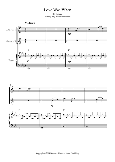 Love Was When (arr. Kaiserin Rebecca)
