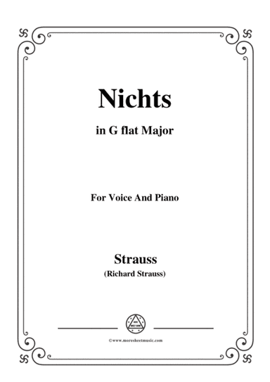 Richard Strauss-Nichts in G flat Major,for Voice and Piano (arr. MSM)