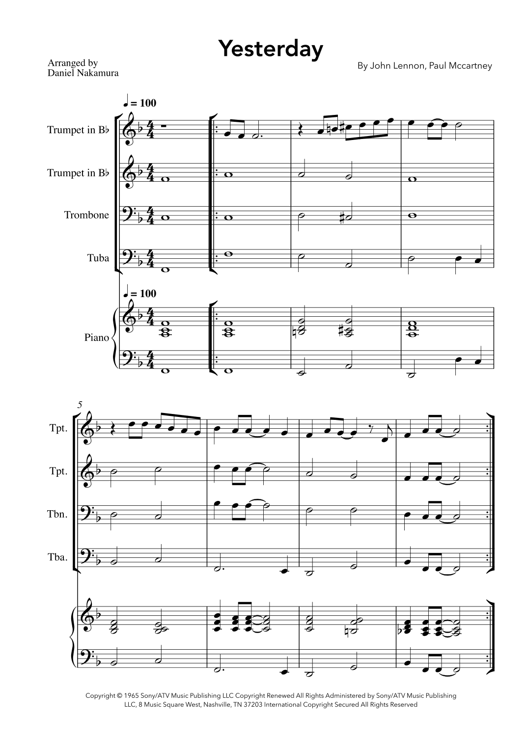 Yesterday (arr. Daniel Nakamura)