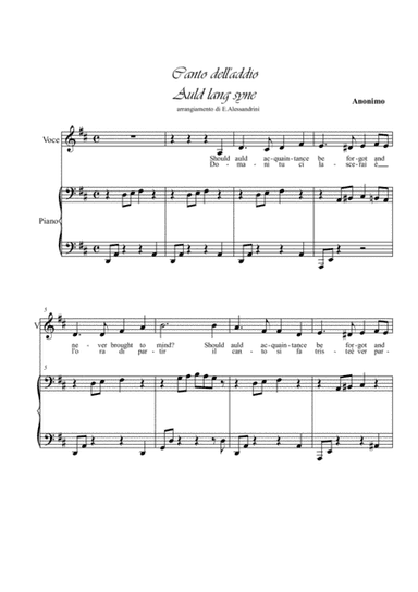 Auld lang syne (Canto dell'addio) (arr. Ester Alessandrini)