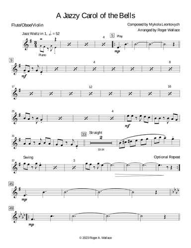 Carol of the Bells (Jazz Waltz for Vibraphone & Piano) (arr. Roger Wallace)