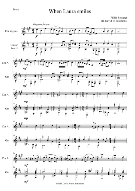When Laura smiles for cor anglais and guitar (arr. David Warin Solomons)