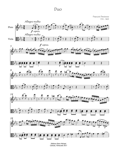 Duet # 3 for Flute & Viola (arr. Editions Glenn Michael, Caracas, Venezuela)