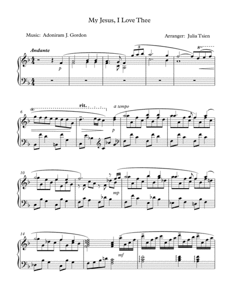 My Jesus, I Love Thee, piano solo (arr. julia tsien)