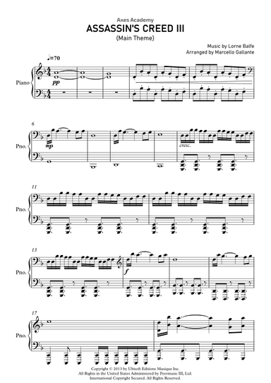 Assassin's Creed Iii Main Title (arr. Marcello Gallante)