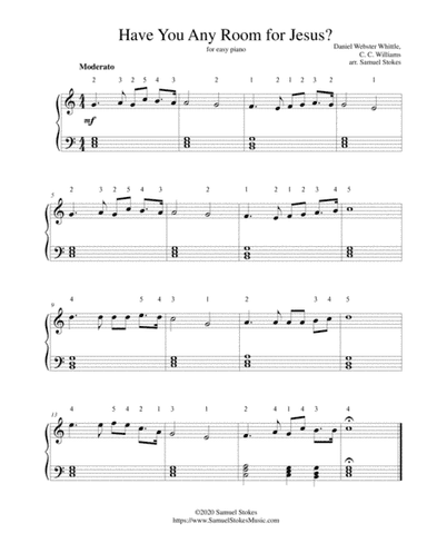 Have You Any Room for Jesus? - for easy piano (arr. Samuel Stokes)