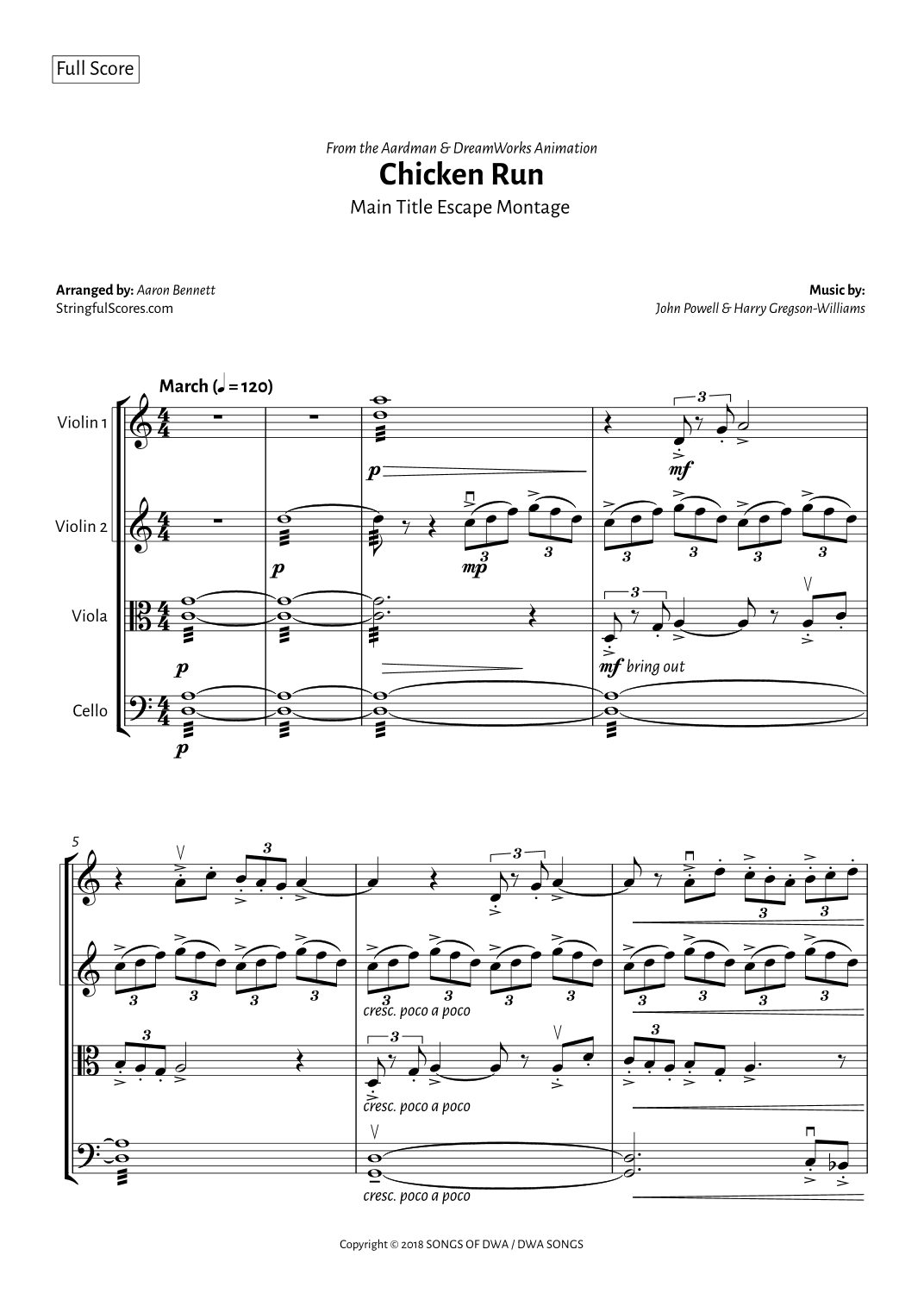 Chicken Run - Main Title Escape Montage (arr. Aaron Bennett)