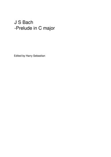 JS Bach- Prelude in C major( Piano Solo) (arr. Harry Sebastian)