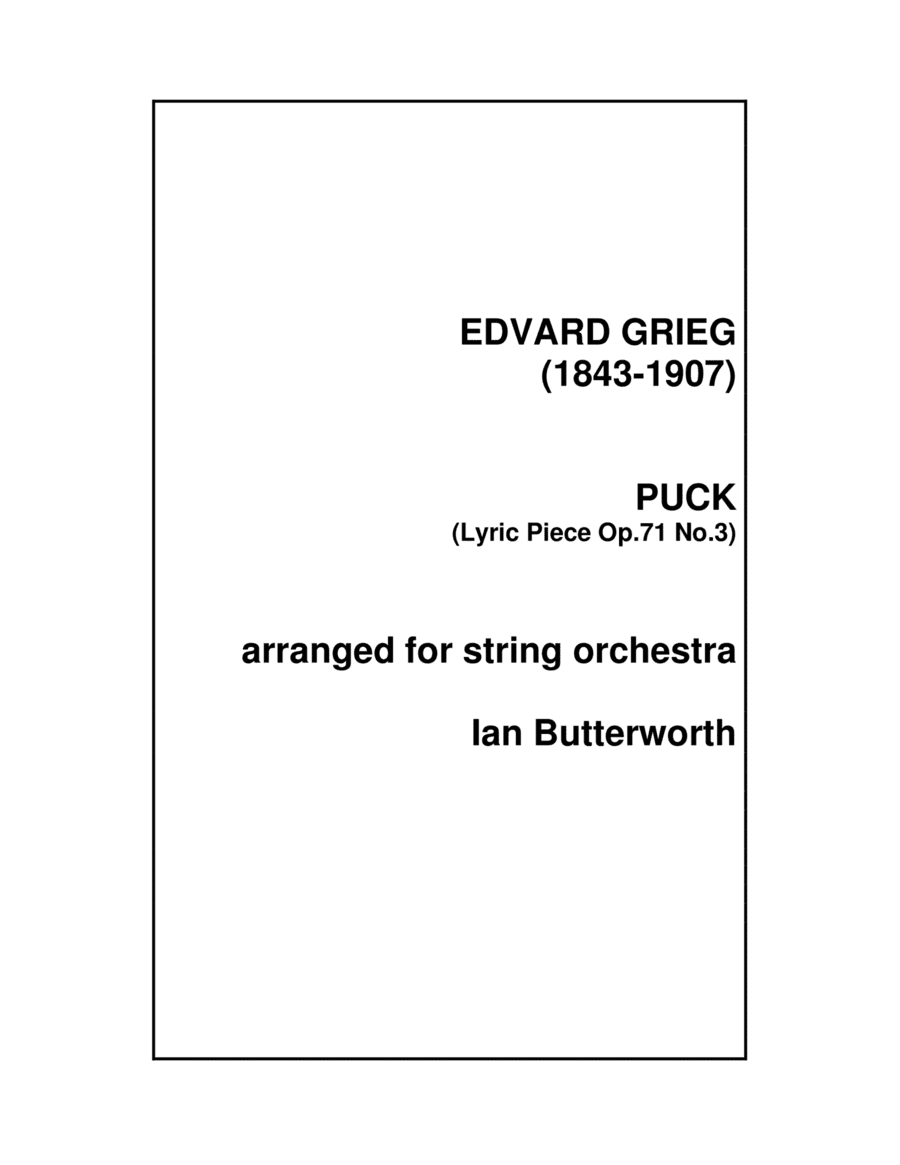GRIEG Puck (Lyric Piece Op.71 No.3) for string orchestra (arr. Ian Butterworth)