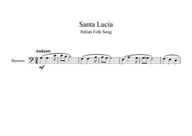 Santa Lucia - Italian Folk Song (Bassoon) (arr. Digital Book Music)