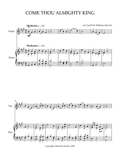 COME THOU ALMIGHTY KING (arr. Garth M. Williams (Socan))