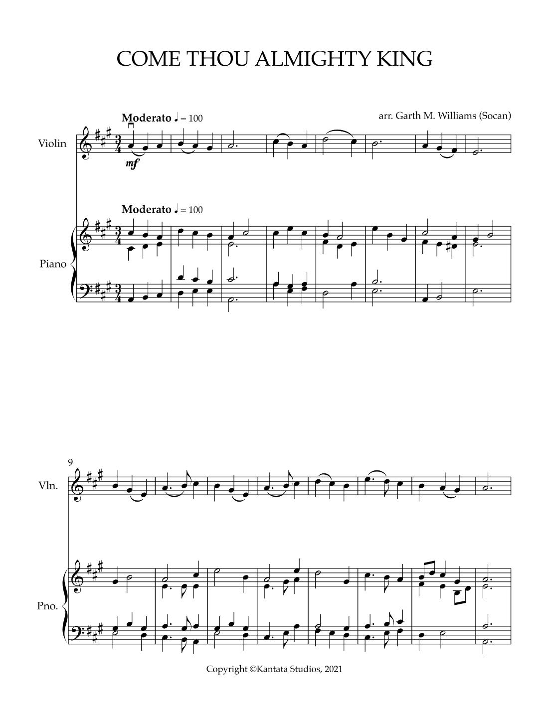 COME THOU ALMIGHTY KING (arr. Garth M. Williams (Socan))
