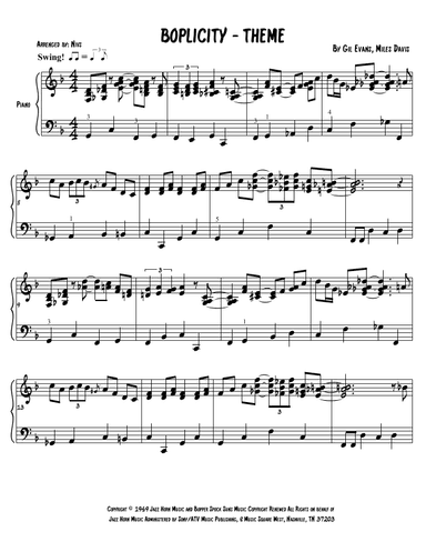 Boplicity (be Bop Lives) (arr. Nivs)