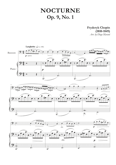 Nocturne Op. 9, No. 1 for Bassoon and Piano (arr. Diego Marani)