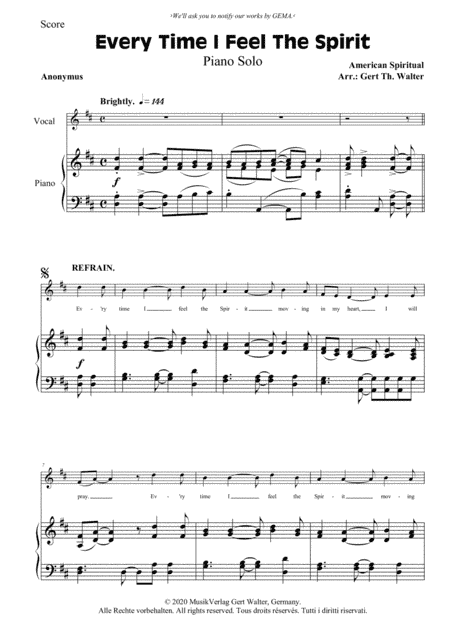 Every Time I Feel The Spirit (arr. Gert Th. Walter)