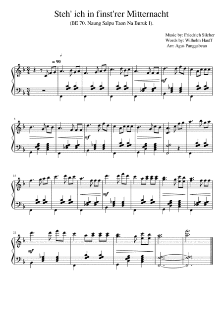 Steh Ich In Fins'trer Mitternacht (arr. Agus Panggabean)