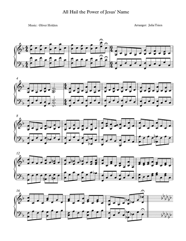 All Hail the Power of Jesus' Name, piano solo (arr. julia tsien)