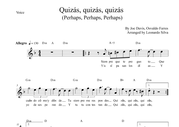 Quizas, Quizas, Quizas (perhaps, Perhaps, Perhaps) (arr. Leonardo Silva)