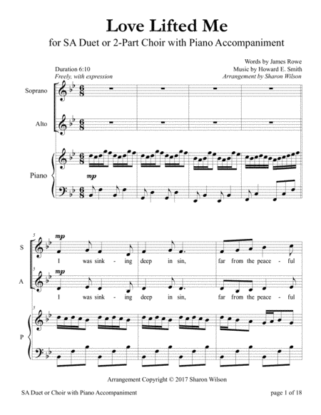 Love Lifted Me (for SA Duet with Piano accompaniment) (arr. Sharon Wilson)
