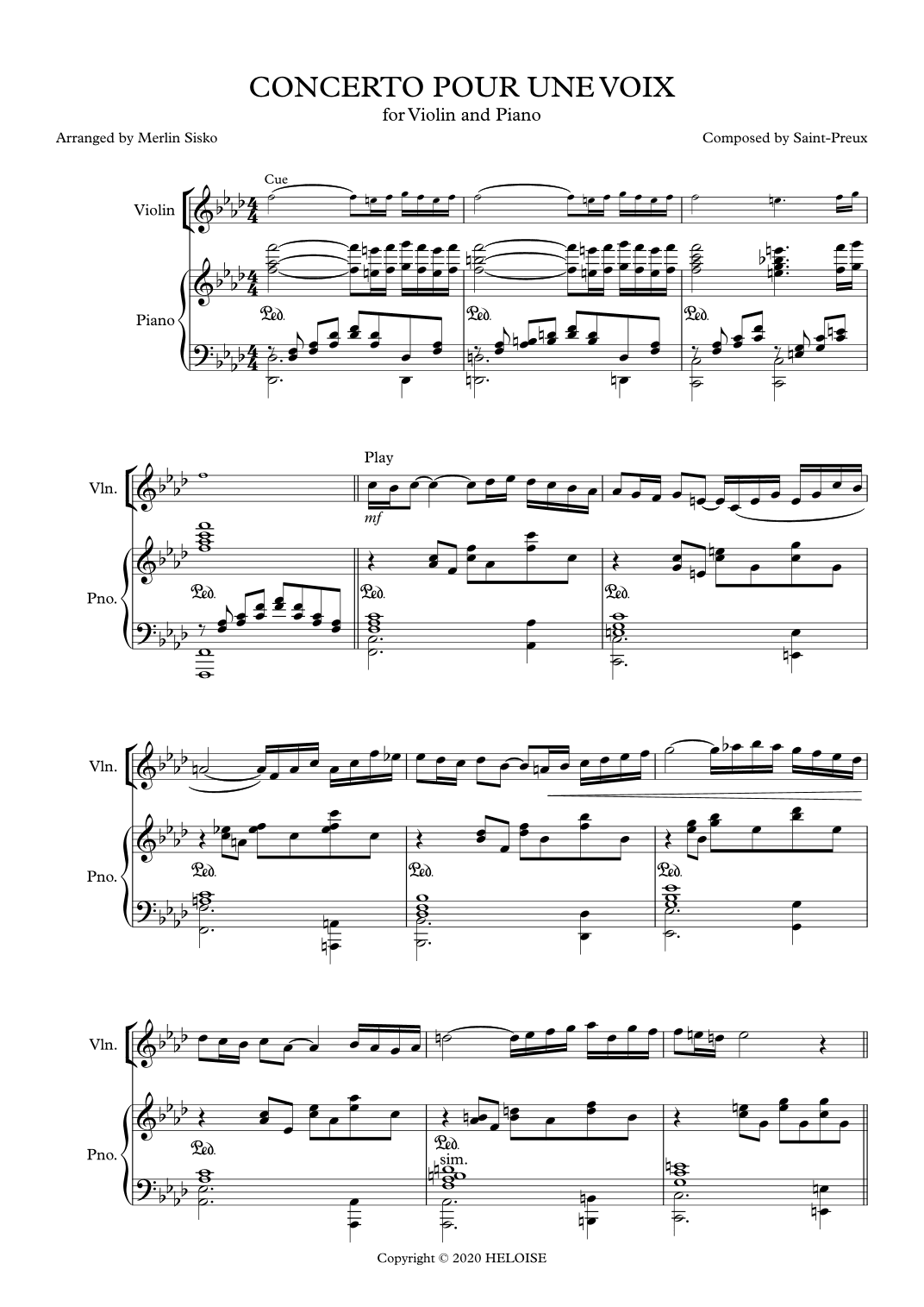 Concerto Pour Une Voix (arr. Merlin Sisko)