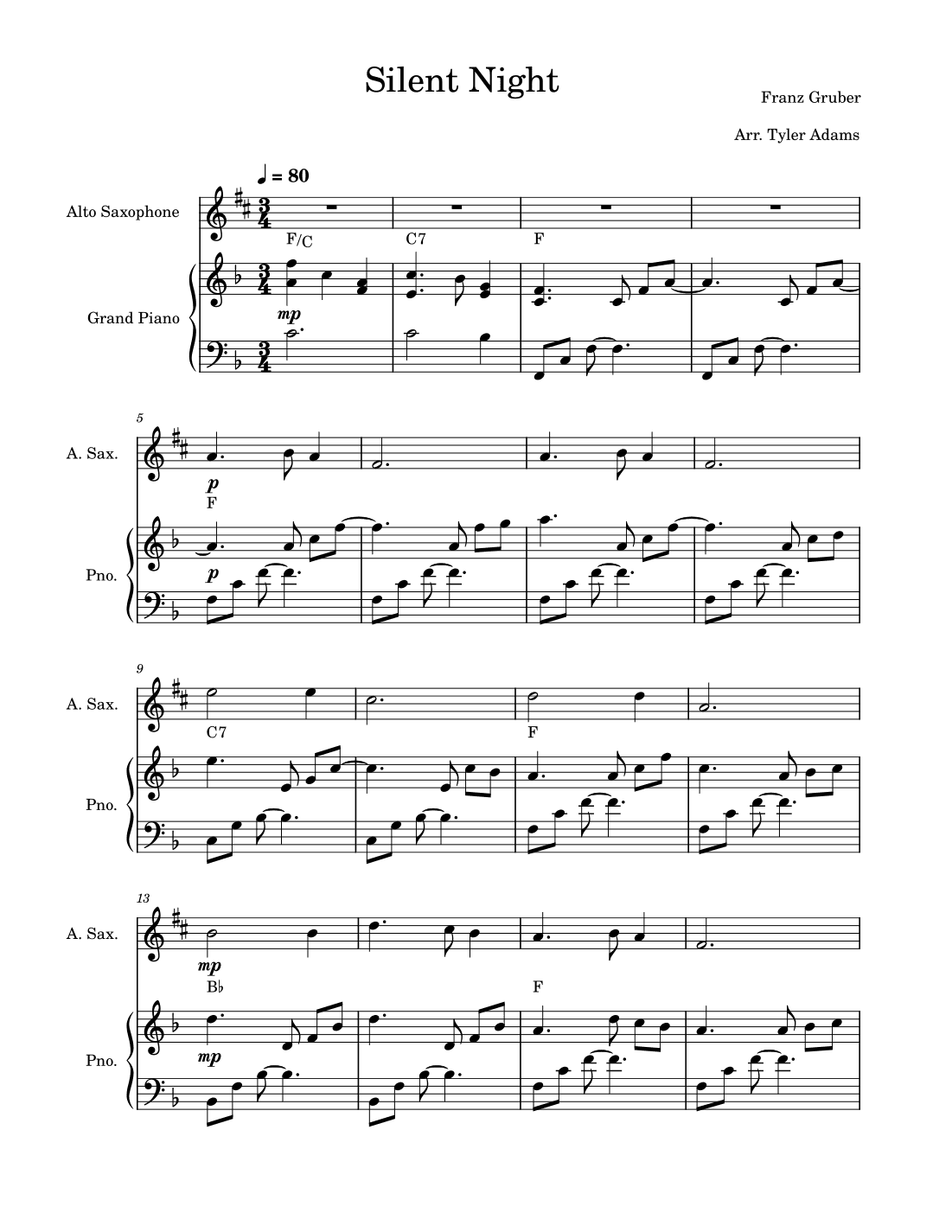 Silent Night (Alto Sax Solo with Piano) (arr. Tyler Adams)