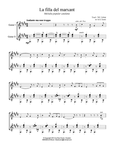 La filla del marxant for guitar duo (arr. K. Krantz)