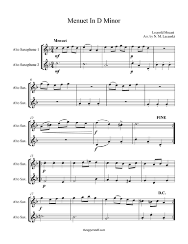 Menuet in D Minor (arr. Nick Lacanski)