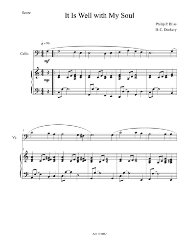 It Is Well with My Soul (Cello Solo with Piano Accompaniment) (arr. B. C. Dockery)