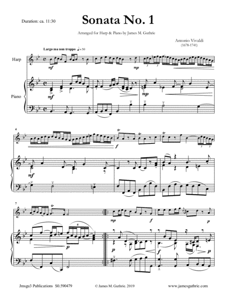 Vivaldi: Sonata No. 1 for Harp & Piano (arr. James M. Guthrie, ASCAP)