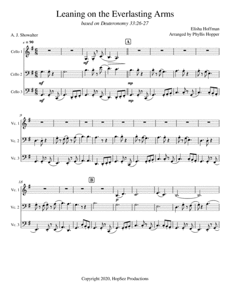 Leaning On The Everlasting Arms - cello trio (arr. Phyllis Hopper)