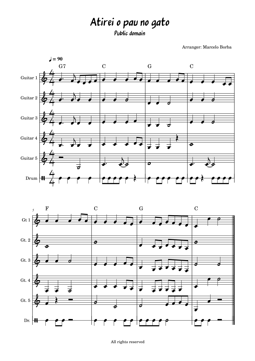 Atirei o pau no gato (guitar quintet with percussion) (arr. Marcelo Borba)