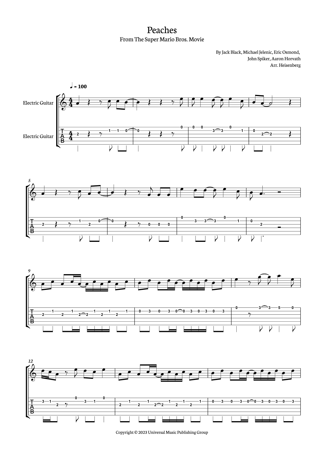 Peaches (arr. Heisenberg)