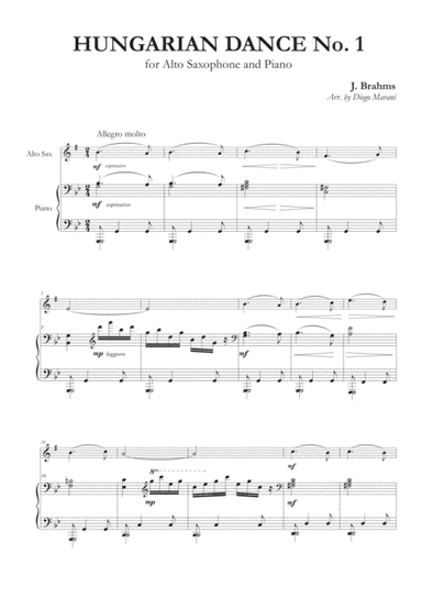 Hungarian Dances Nos. 1-5 for Alto Saxophone and Piano (arr. Diego Marani)