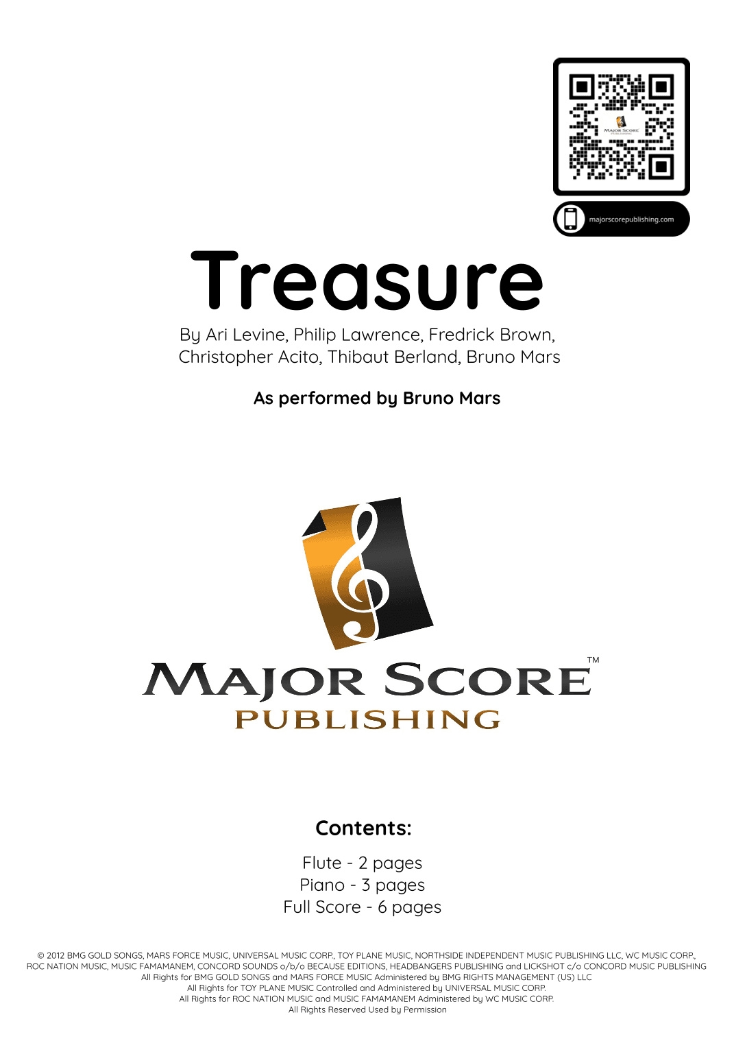 Treasure (arr. MAJOR SCORE PUBLISHING TM.)