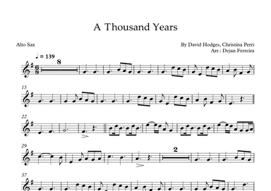 A Thousand Years (arr. Dejan Ferreira)