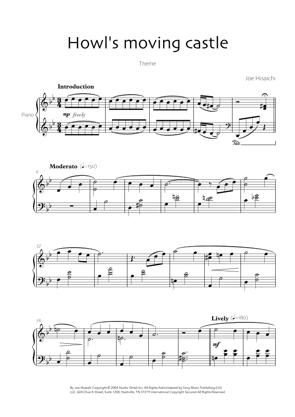 Howl's Moving Castle (arr. Robin Hood Editions)