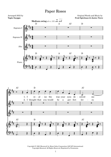 Paper Roses (arr. Tapio Sayppo)