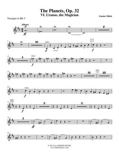Holst The Planets, VI. Uranus, the Magician - Trumpet in Bb 3 (Transposed Part), Op. 32 (arr. Doug Clyde)
