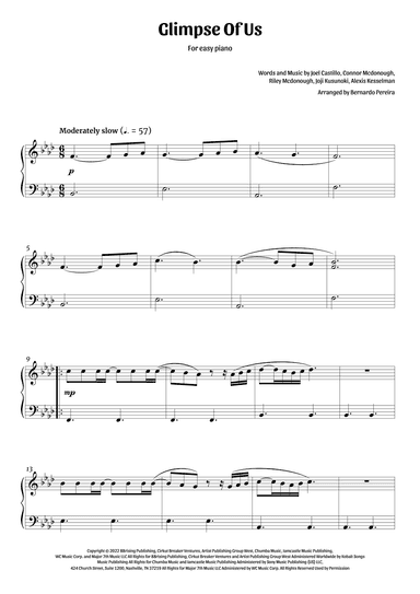 Glimpse Of Us (arr. Bernardo Pereira)
