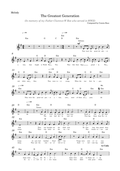 The Greatest Generation WWII - Vocal solo and guitar chords
