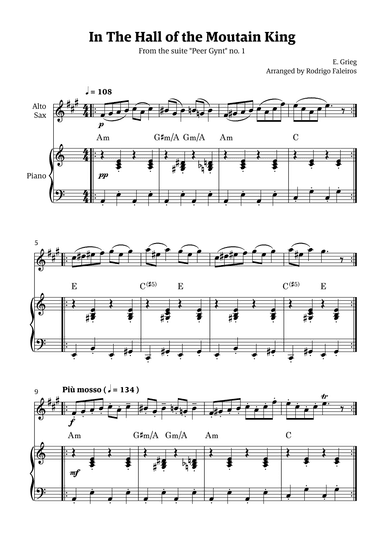 In the Hall of the Mountain King (for alto sax solo w/ piano accompaniment) (arr. Rodrigo Faleiros)