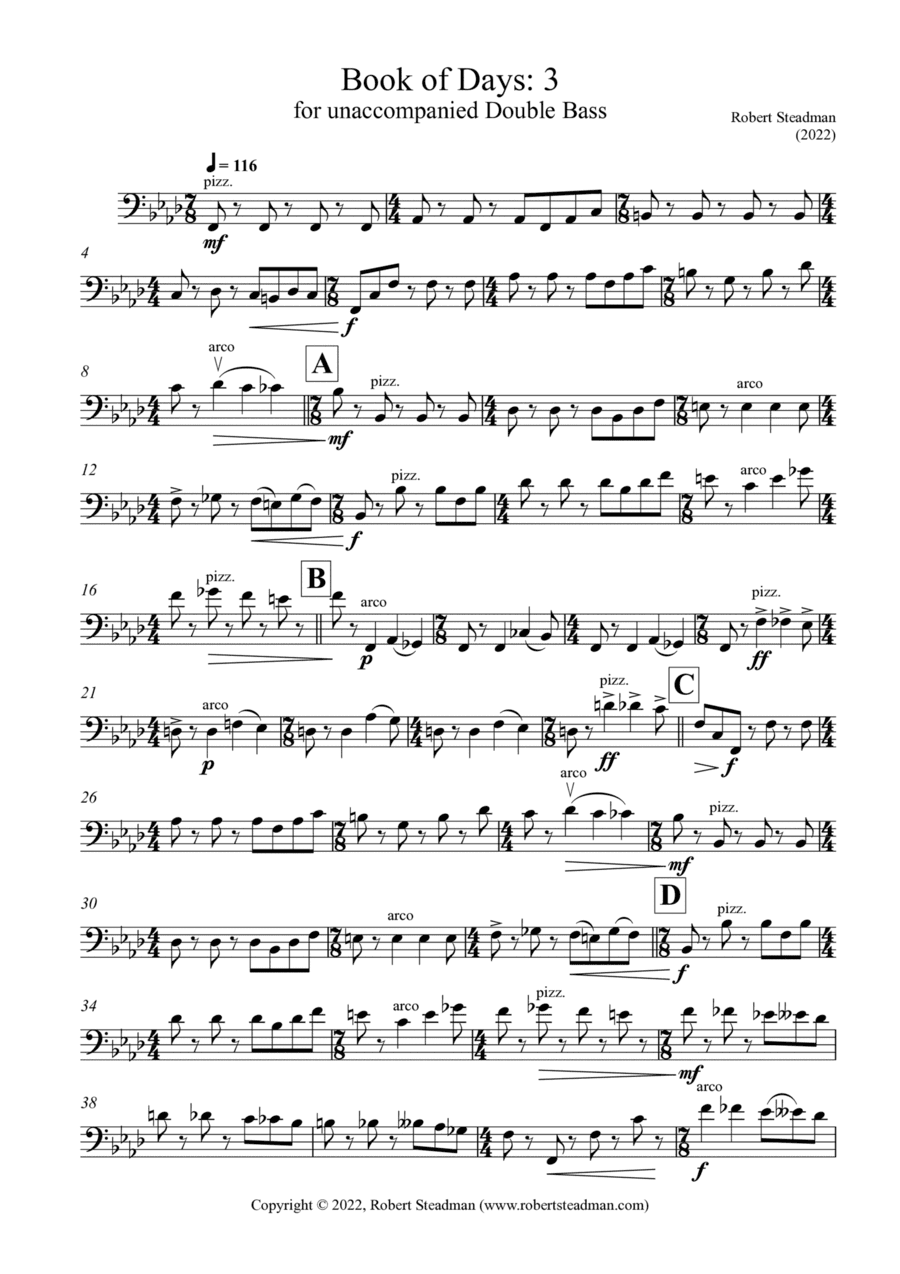 Book of Days: 3 (for unaccompanied Double Bass)