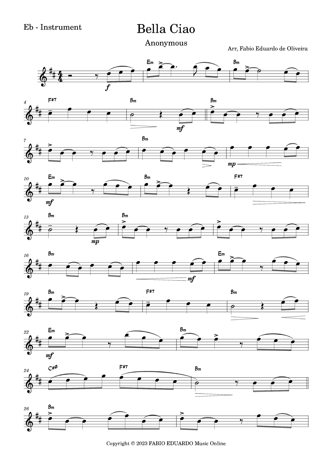 Bella Ciao (arr. Fabio Eduardo de Oliveira)