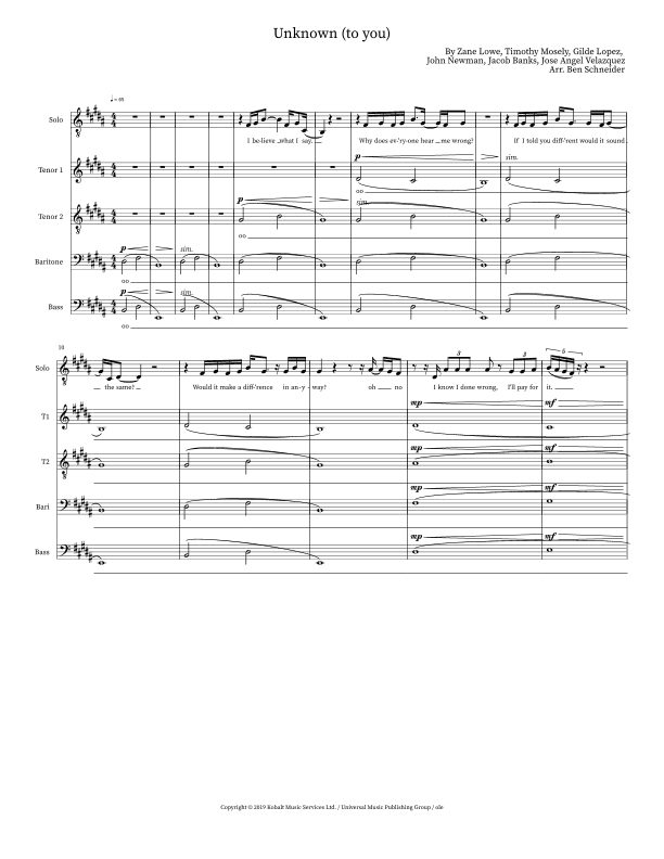 Unknown (to You) (arr. Ben Schneider)