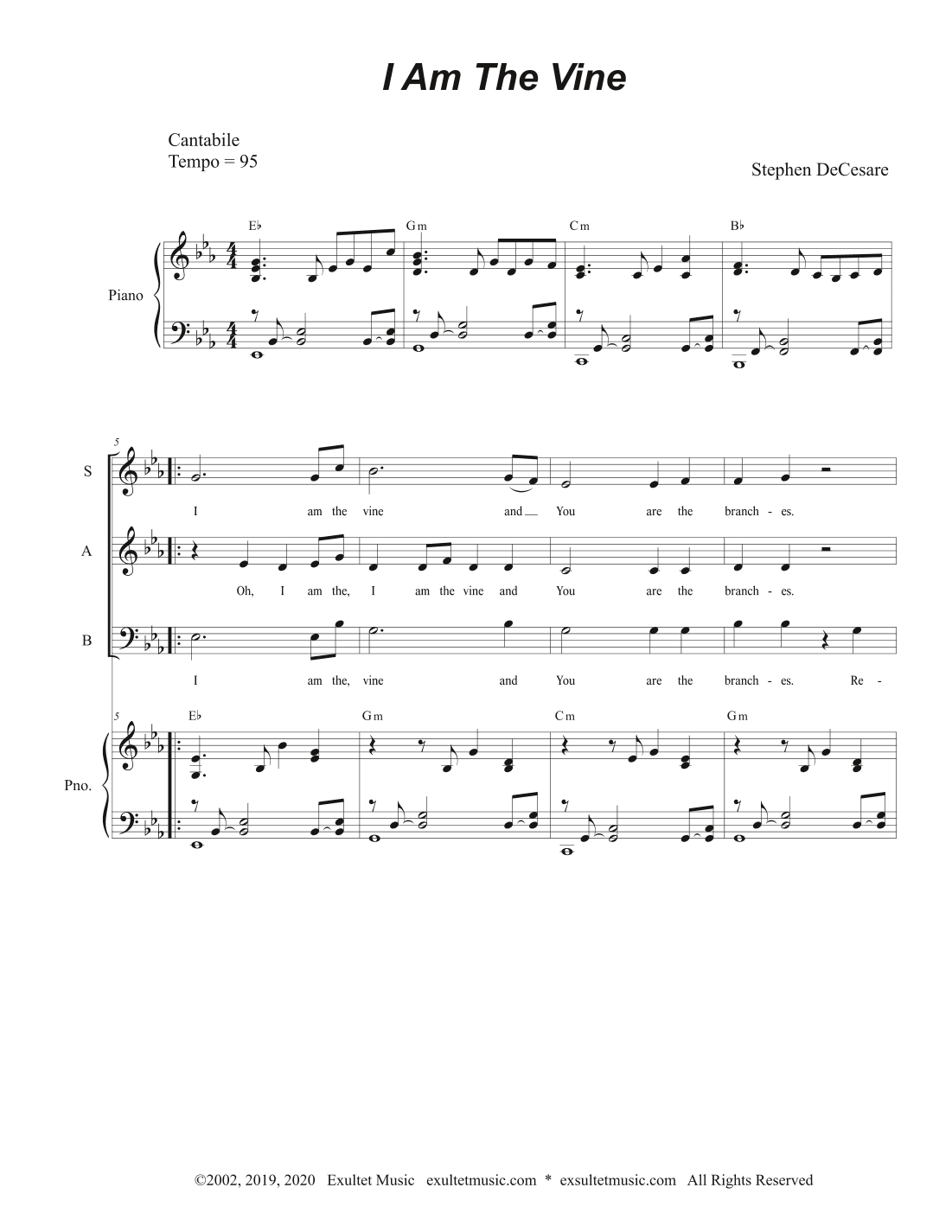 I Am The Vine (Vocal Trio - (SAB)