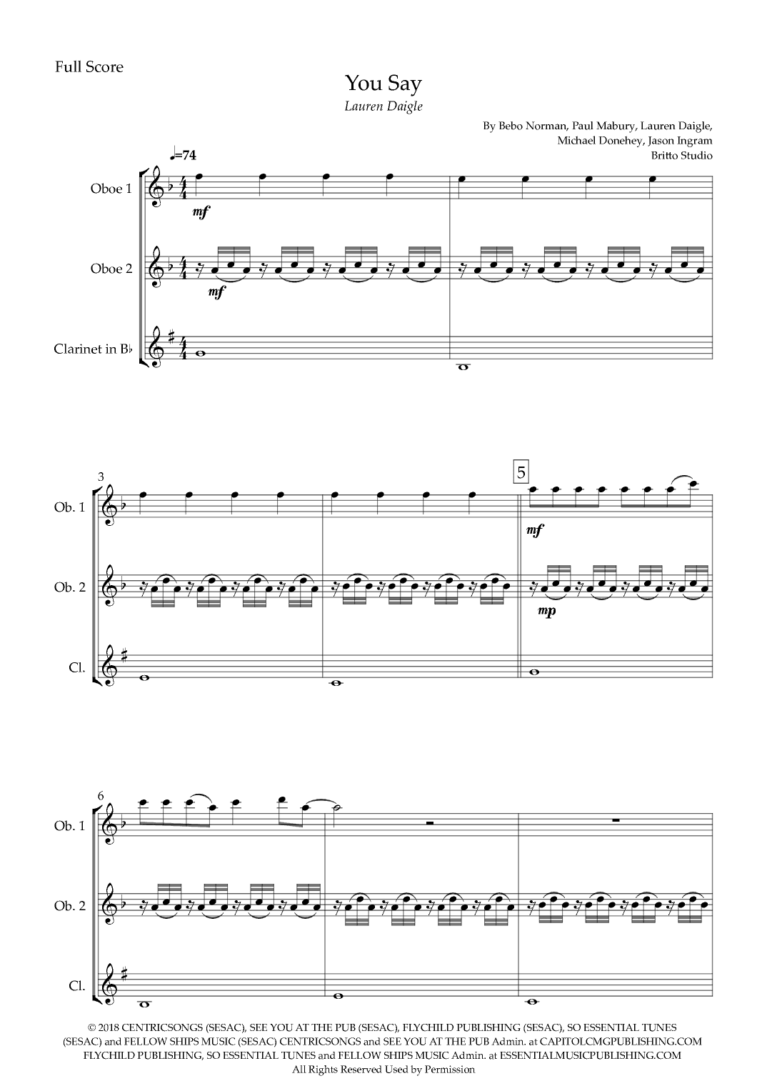 You Say (arr. Fabio Britto)